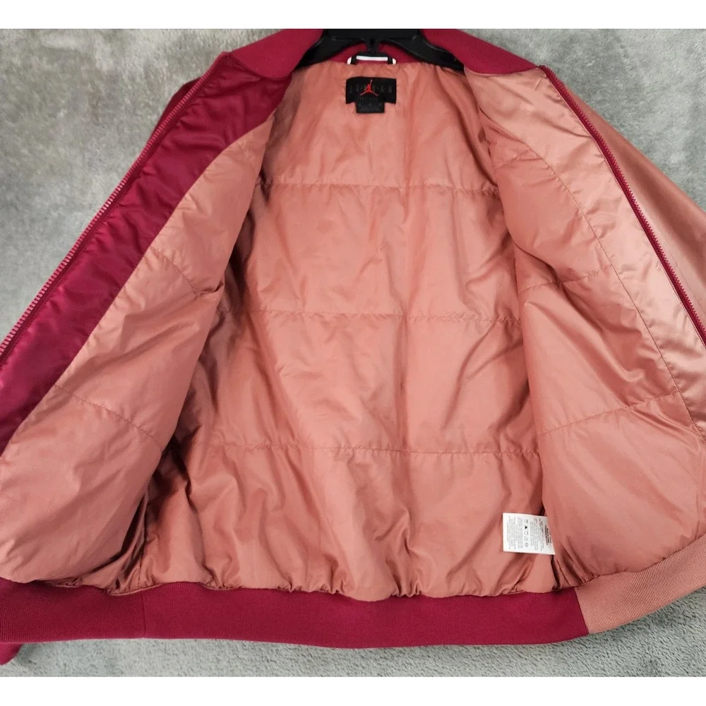 Jordan Flight Bomber Jacket Mens Medium Burgundy‎ Pink Colorblock Zip Streetwear